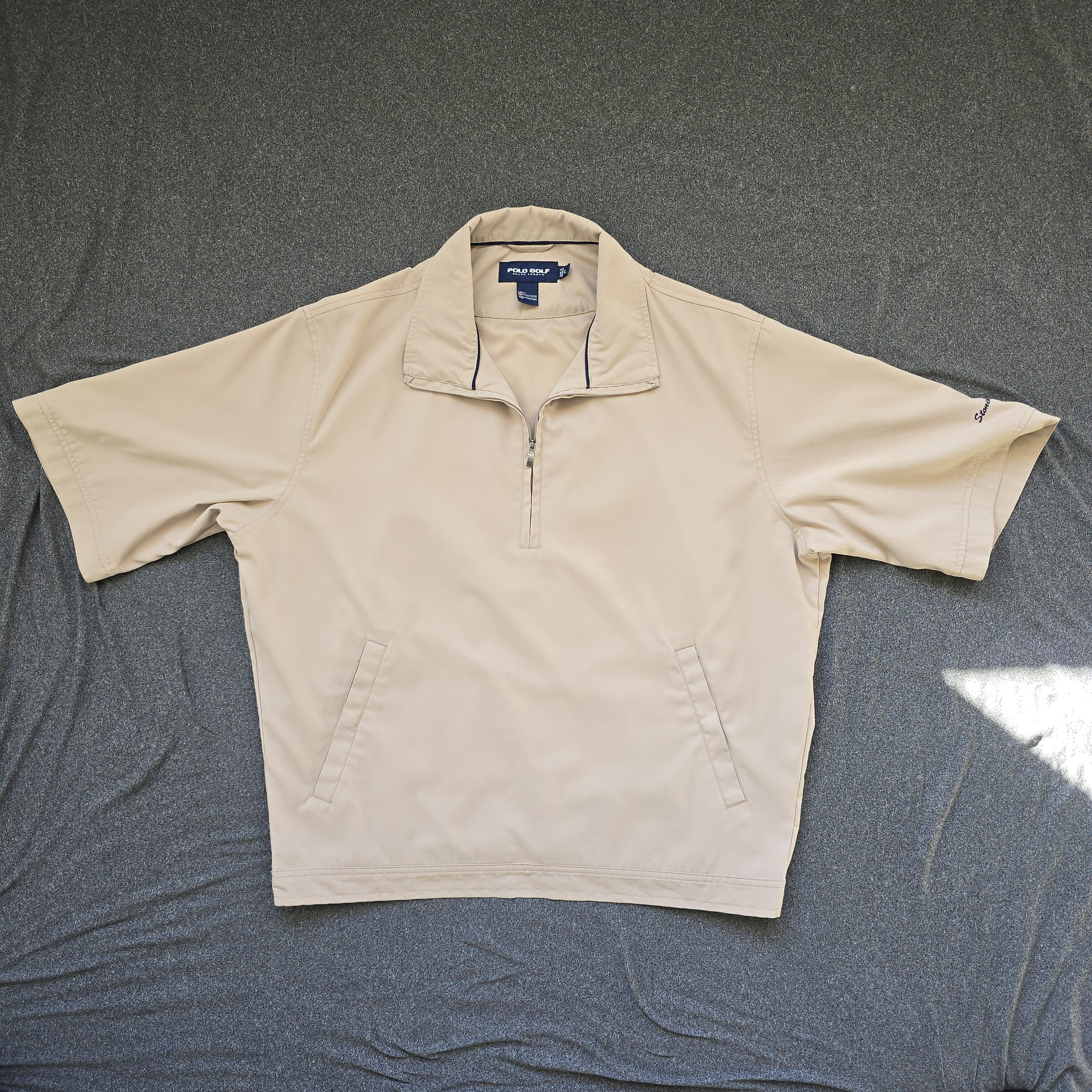 Polo Golf Ralph Lauren Jacket Pullover Windbreaker Mens Large Khaki Quarter Zip